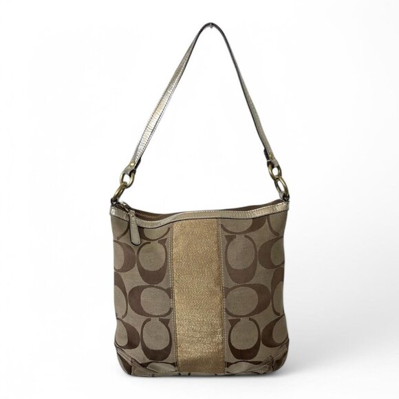Vintage Coach Signature Metallic Gold Hobo Bag - Picture 1 of 6